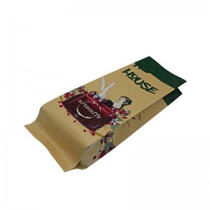 Recycle craft paper health food packaging bag with biodegradable air valve