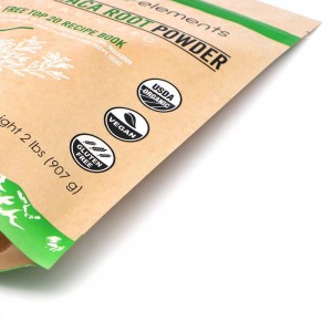 ECO friendly stand up packaging kraft paper packaging bags with easy zipper