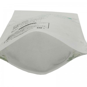 White kraft paper and PLA dried food packaging bags with easy zipper