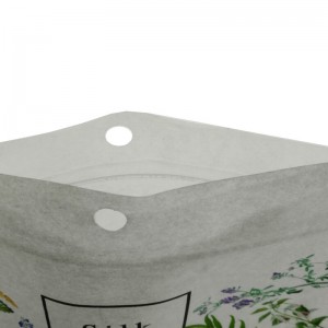 White kraft paper and PLA dried food packaging bags with easy zipper
