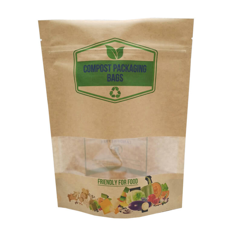 OEM/ODM Manufacturer Packaging Bags For Rice - ECO friendly stand up packaging kraft paper bags with window and zipper – Oemy