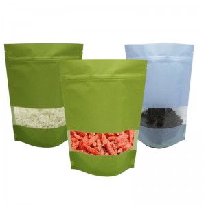 Stand up craft paper rice packaging bags with window