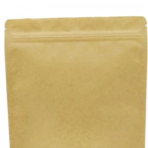 PLA and yellow kraft paper stand up packaging bags with transparent window