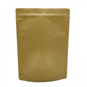 PLA and yellow kraft paper stand up packaging bags with transparent window