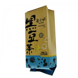 Color printed biodegradable PLA and yellow kraft paper back sealed packaging bags