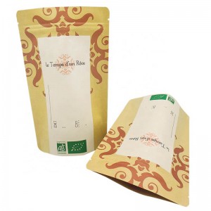 Biodegradable craft paper nut package bags with easy zipper