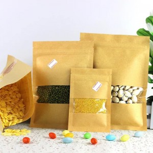 Custom 3 side sealed kraft paper packaging bags for food