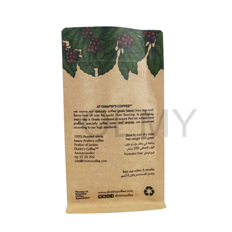 China Professional Four Side Seal Pouches Suppliers –  Good Quality Biodegradable Stand Up Zipper Aluminum Foil Kraft Paper Tea Coffee Bean Food Packaging Bag – Oemy detail pictures