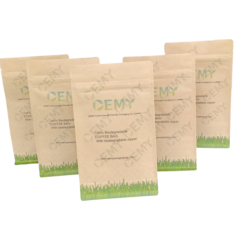 China Professional Quad Side Sealing Pouches Suppliers –  OEMY Custom 8 side sealed square bottom compostable coffee bags with biodegradable air valve and zipper – Oemy