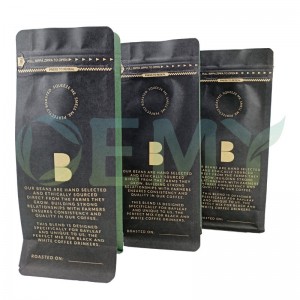 China professional produce stand up kraft paper and aluminum foil coffee bean bags with valve.