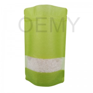 Fully green color printing cloud dragon paper stand up pouches with transparent window