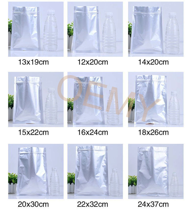 Sizes for three side sealed packaging bag