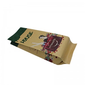 Recycle craft paper health food packaging bag with biodegradable air valve