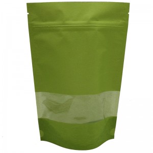 Stand up craft paper rice packaging bags with window