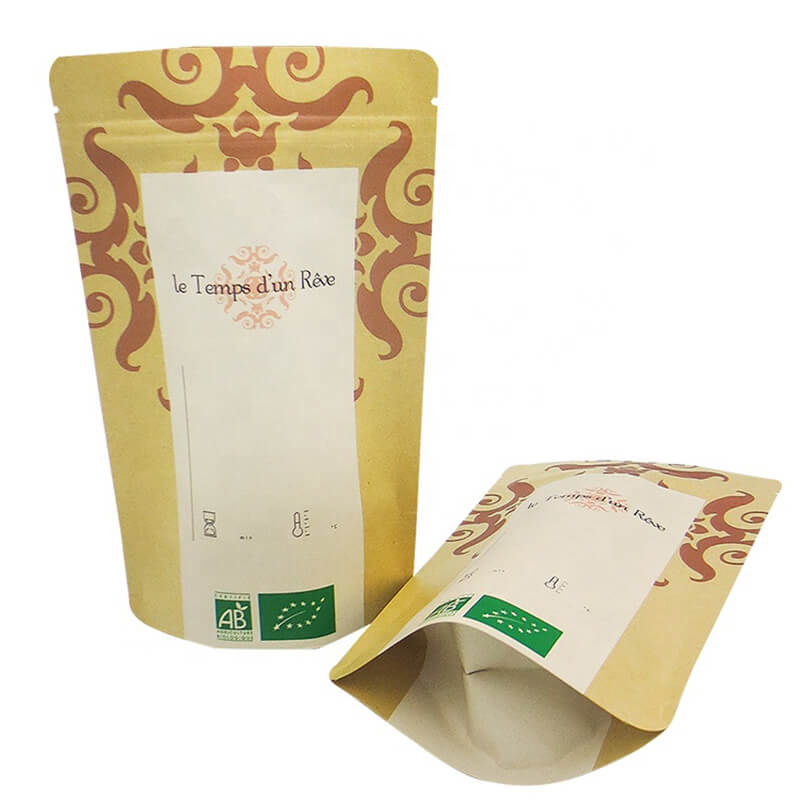 Bolsas biodegradables para paquetes de nueces de papel artesanal con cremallera fácil (2)