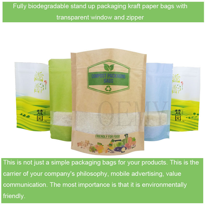 Window Compostable Biodegradable Disposable Food Bags 7-10" Pick a Size 