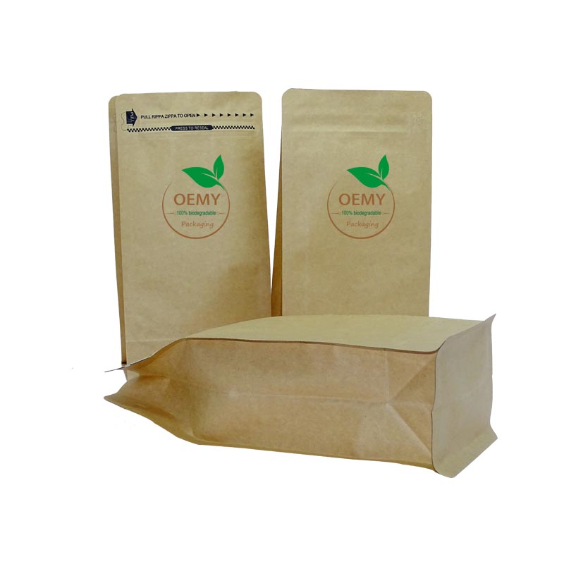 China Professional Back Sealed Pouch Supplier –  China supplier of square bottom packaging with compostable zipper and air valve – Oemy