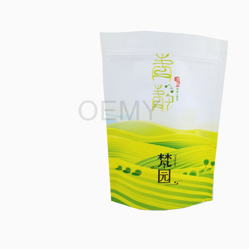 China Professional Home Compostable Packaging Bags Manufacturers –  ECO friendly material stand up packaging kraft paper bags for tea leaves packing – Oemy detail pictures